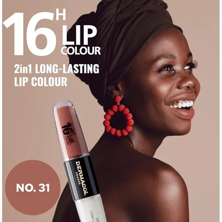 Dermacol 16H Lip Colour, langlebiger Lippenstift Farbton 31 Instant Match, 2x4 ml, hochpigmentierte Textur mit Langzeiteffekt und Vitamin E – Bild 4