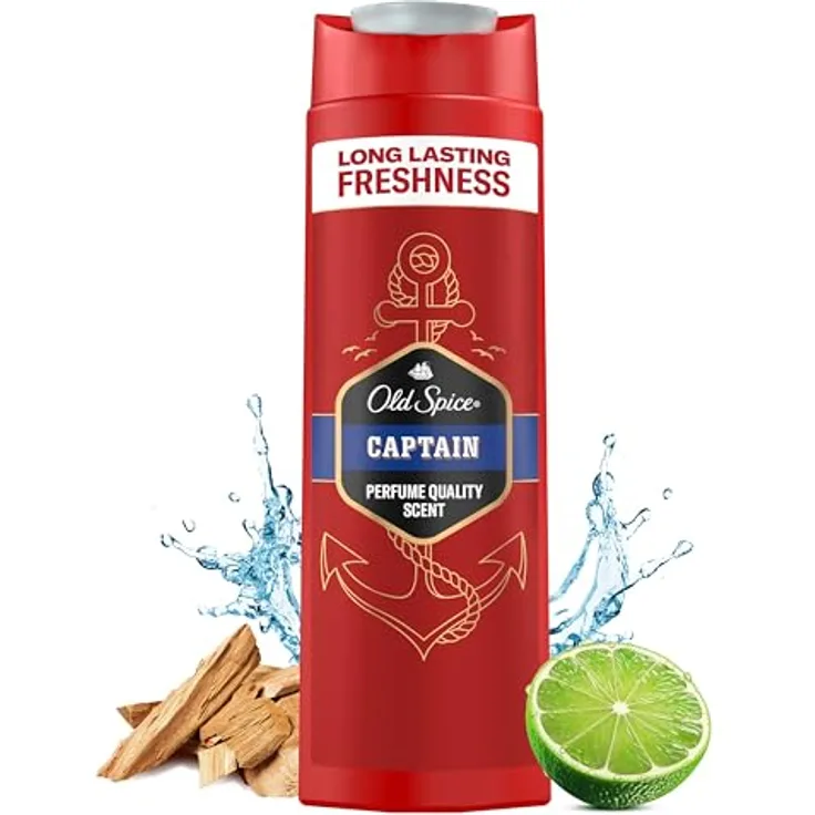 Old Spice Captain 3-in-1 Duschgel & Shampoo für Männer (250 ml), lang anhaltend Frisch, Zitrone, Sandelholz und Seeluft