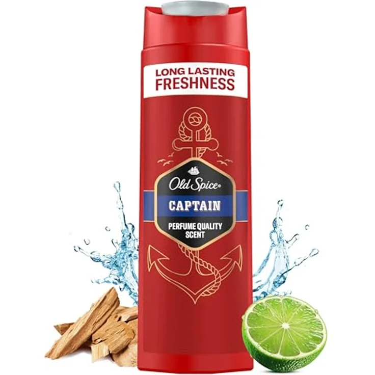 Old Spice Captain 3-in-1 Duschgel & Shampoo für Männer (250 ml), lang anhaltend Frisch, Zitrone, Sandelholz und Seeluft – Bild 1