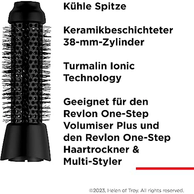 Revlon Rundbürste ONE-STEP RUNDBÜRSTENAUFSATZ, RVDR5325, für Warmluftbürste Volumiser RVDR5298E und Multi Styler RVDR5333, mit Volumen am Haaransatz und weichen Locken, schwarz – Bild 3