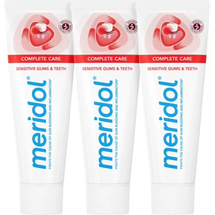 Meridol Complete Care Zahnpasta für empfindliche Zähne, 3x75 ml, vollständiger Schutz für Zähne und Zahnfleisch