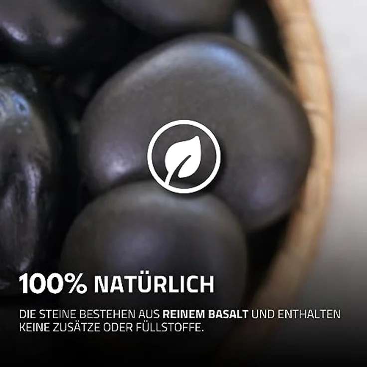 Habys Hot Stone Massagestein Set, 45-teilig aus Basalt mit Natur Bambus Box für Ganzkörpermassage – Bild 7