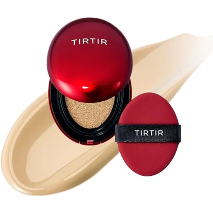 TIRTIR Mask Fit Red Cushion Mini, langanhaltendes Make-up im Schwämmchen, Farbton 24W Soft Beige, 4.5 g, mit hoher Deckkraft und Feuchtigkeitsversorgung – Bild 1