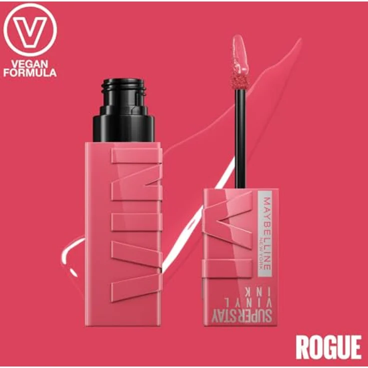Maybelline New York flüssiger Lippenstift, Liquid Lipstick mit 16 Stunden Halt und glänzendem Finish, Super Stay Vinyl Ink, Nr. 145 Rogue, 4,2 ml – Bild 5