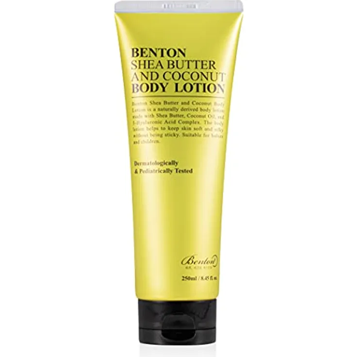 Benton Sheabutter und Kokos-Bodylotion, All-in-one-Lotion für Körper & Gesicht mit feuchtigkeitsspendender Formel, dermatologisch getestet