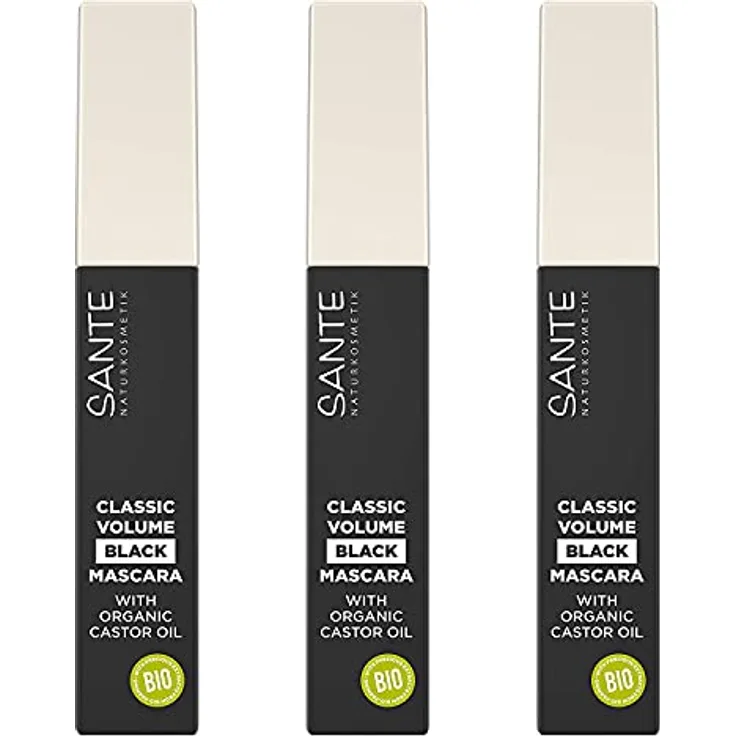 3 x SANTE Naturkosmetik Classic Volume Mascara 01 black Wimperntusche vegan je 8ml