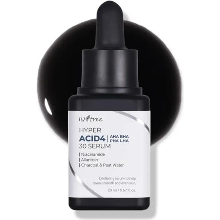 Isntree Hyper Acid4 AHA BHA PHA LHA 30 Serum, chemisches Peeling mit 30% Säuren, anthrazitfarben, 02 l