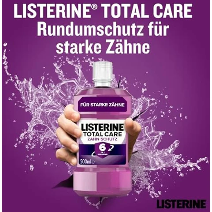 LISTERINE Total Care Zahn-Schutz (500 ml), schützende Mundspülung gegen Karies mit 6 in 1 Wirkung, Rundumschutz für starke Zähne – Bild 3