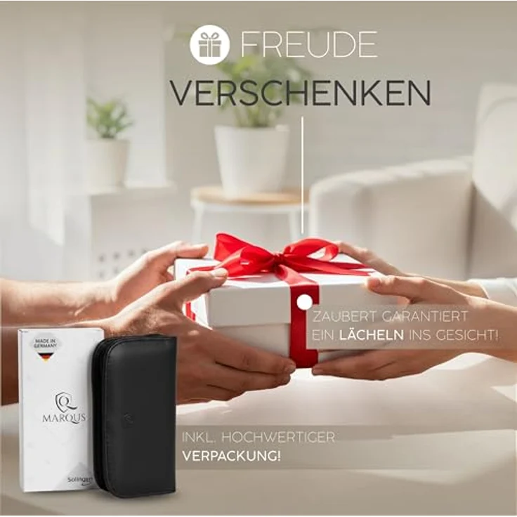 marQus Maniküre Set Solingen, 6-teiliges Nagelset aus glanzvernickeltem Stahl im handlichen Kunst-Leder Etui für Damen und Herren – Bild 4