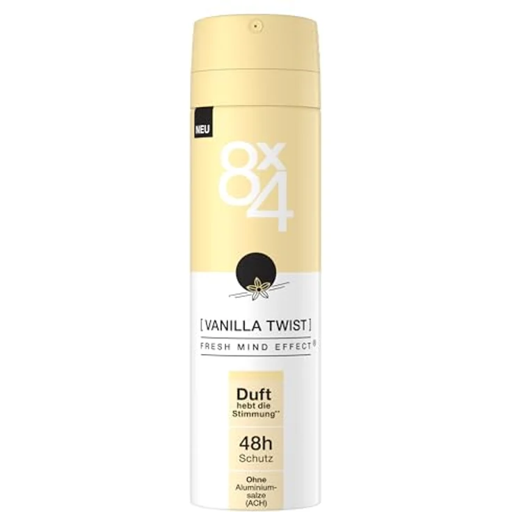 8X4 Vanilla Twist Deospray, Aluminiumfreies Deodorant mit pudrigem Vanille Duft, 48h zuverlässiger Schutz, 150 ml – Bild 1