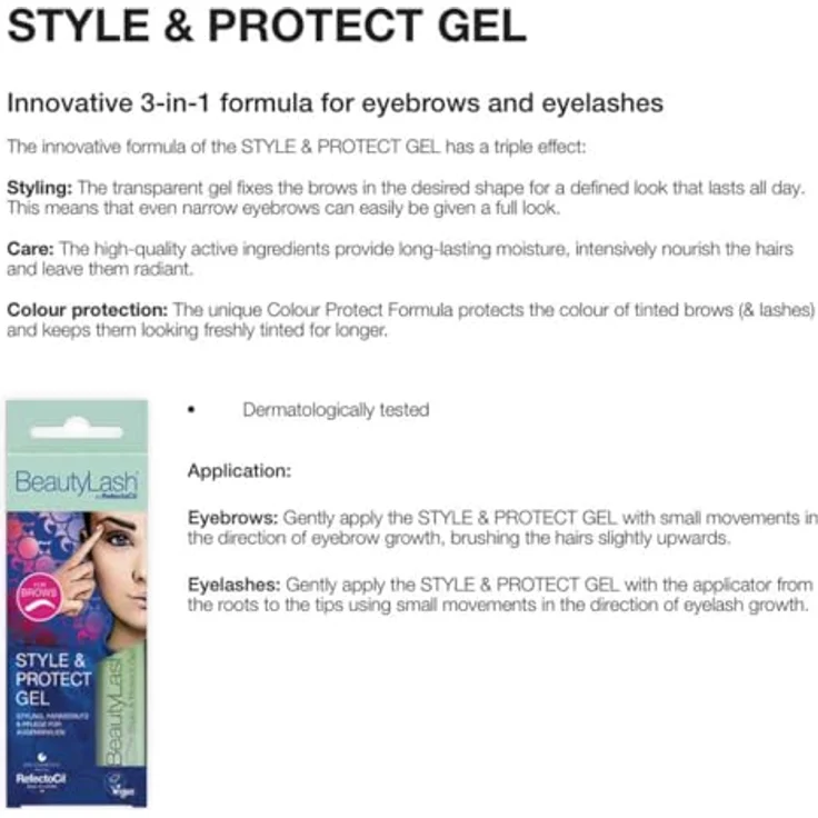 RefectoCil BeautyLash Style & Protect Gel Fixierspray für Augenbrauen, transparent, 6 ml, fixiert und formt zuverlässig – Bild 3