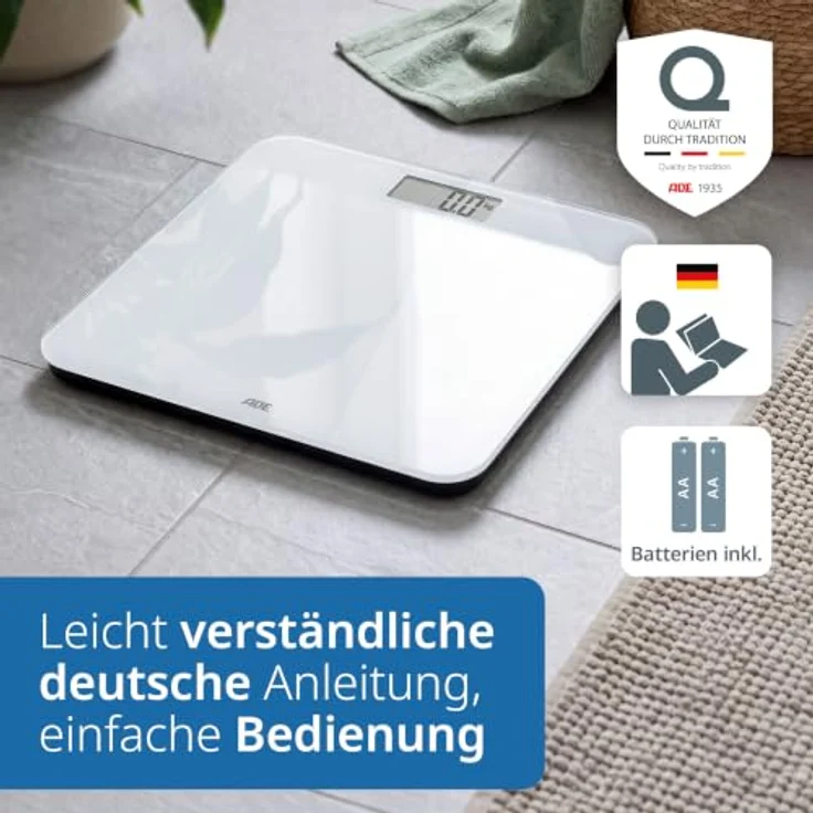 ADE Digitale Personenwaage, Körperwaage mit Sprachausgabe bis 250 kg, 5 Sprachen, ideal für Senioren, inkl. AAA Batterien – Bild 7