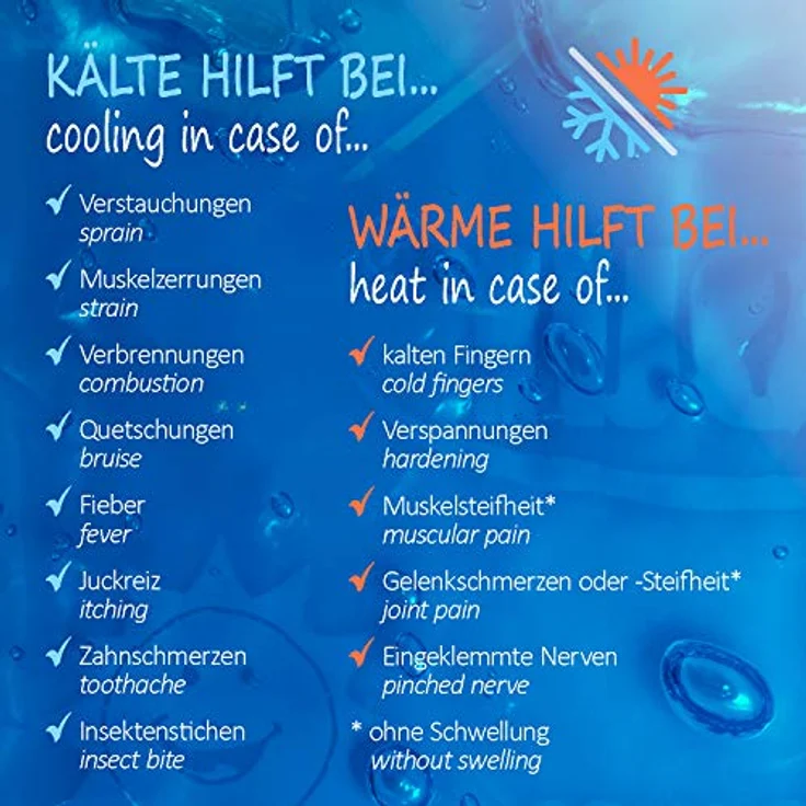 Com-Four Sparpack Mehrfachkompresse in 3 verschiedenen Größen - Gelkompresse für kalt & warm - Anwendungen - Kühlpads - Mikrowellen geeignet (2 x Klein, 2 x Mittel, 2 x Groß) – Bild 3