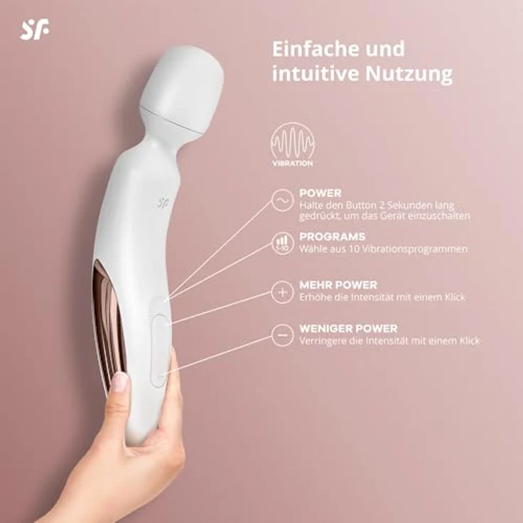Satisfyer Wand-erland Massager, Dildo & Vibrator für Frauen, 50 Kombinationen, wasserdicht (IPX7), aus hautfreundlichem Silikon, weiß – Bild 3