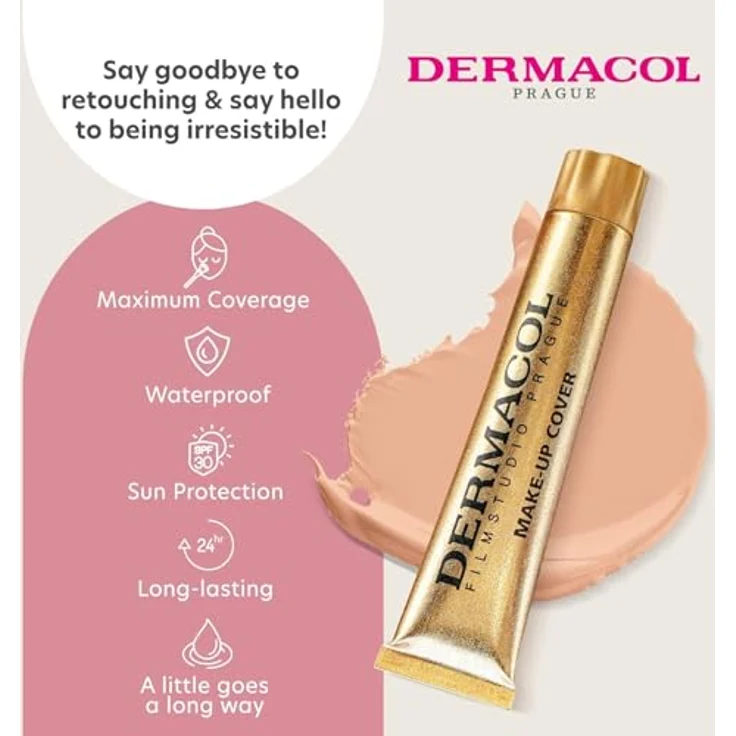 Dermacol Full Coverage Foundation 13g, Flüssige matte Foundation mit SPF 30, wasserfest für fettige Haut, Akne & Augenringe, Shade 209 – Bild 4