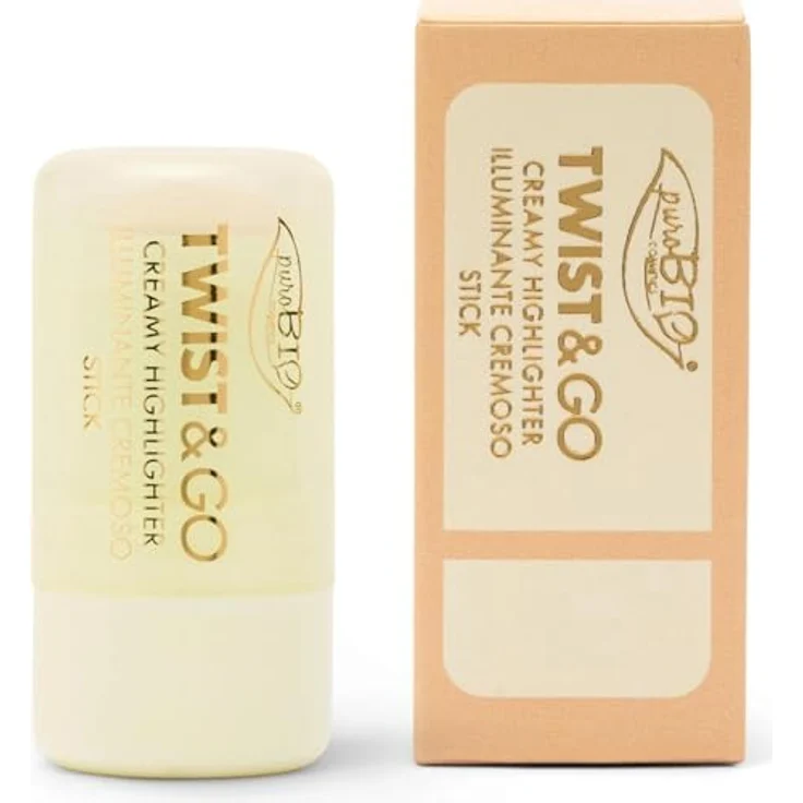 puroBIO Cosmetics Twist&Go, Cremiger Highlighter Stick, Farbton 01 Sparkling Wine, 5 g, vegan und lichtreflektierend – Bild 2