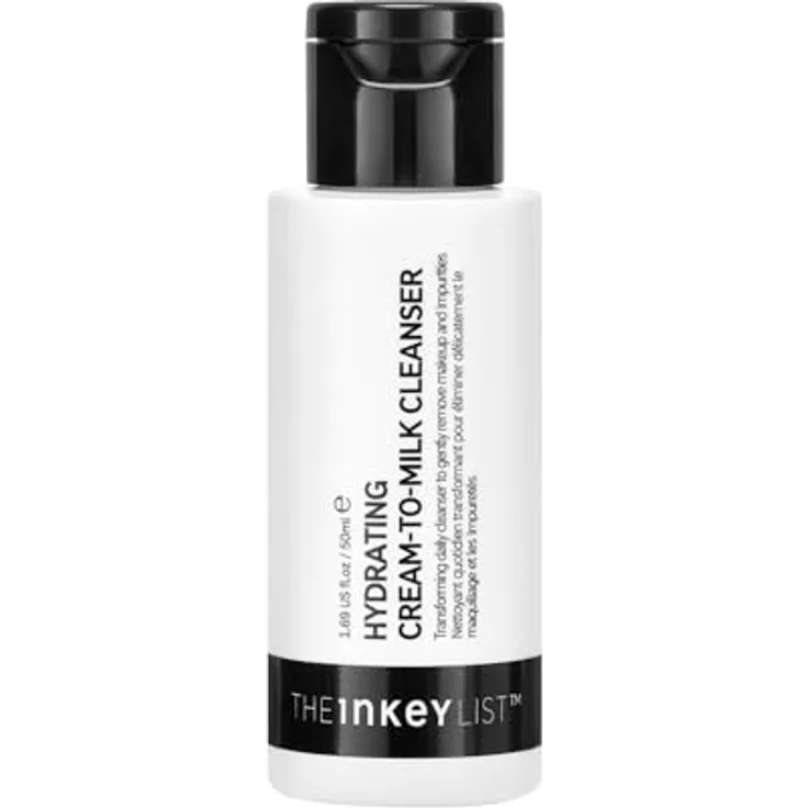 The INKEY List Hydrating Cream-to-Milk Cleanser 50ml, mit 5% Reis Milch & Hyaluronsäure, sanfte Reinigungsformel, feuchtigkeitsspendend, vegan freundlich