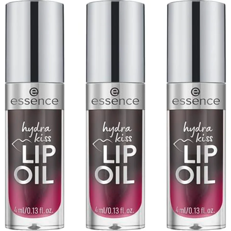 essence hydra kiss LIP OIL Nr. 05, Lipgloss in Schwarz, feuchtigkeitsspendend, pflegend, vegan, 3er Pack (3x4ml) – Bild 1