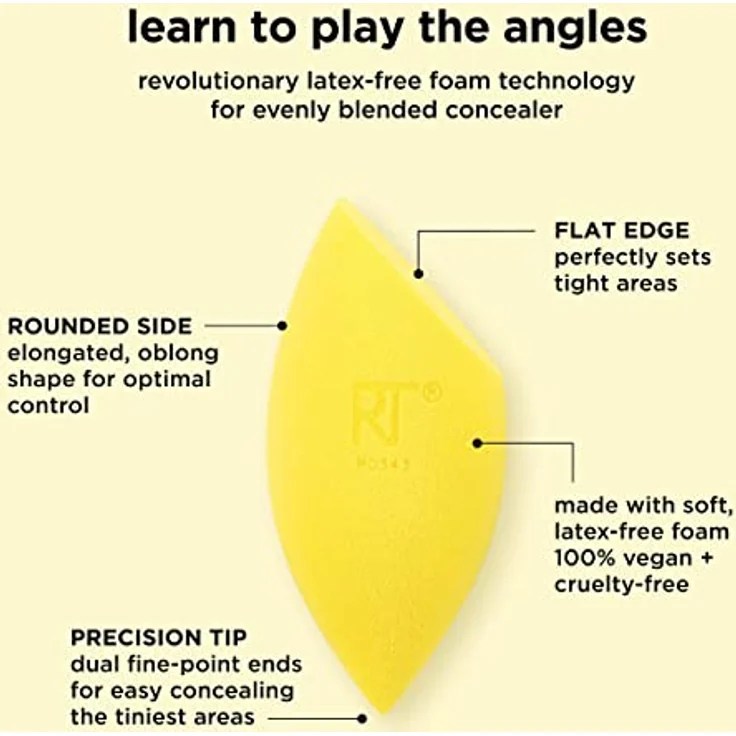 REAL TECHNIQUES Miracle Concealer Sponge, Schwamm zum Mischen von Make-up für flüssige und cremefarbene Concealer, präzises Auftragen unter den Augen und an engen Stellen, 1 Stück – Bild 4