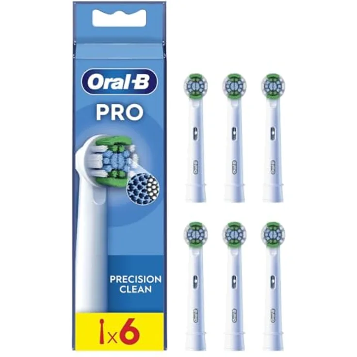 Oral-B Pro Precision Clean Bürstenköpfe, 6 Stück, Weiß - Original, entfernt bis zu 100 % mehr Plaque für gesünderes Zahnfleisch mit X-förmigen Filamenten