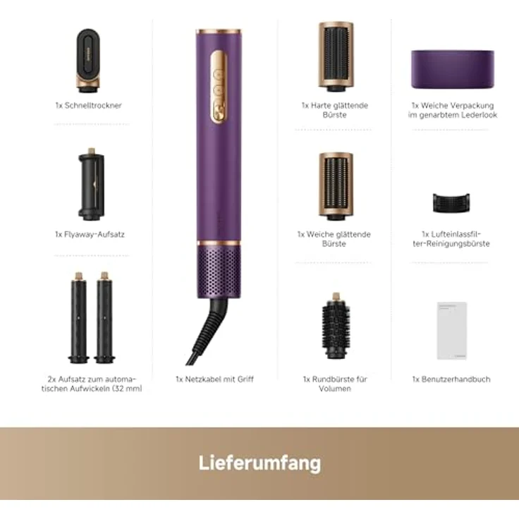 Dreame Air Style Pro, Lockenstab mit elektronischer Temperatureinstellung, 80°C, 1300 Watt, inkl. Tragetasche, schnellaufheizend – Bild 8