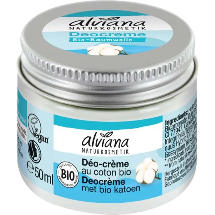 alviana Deo-Stift Deocreme Bio-Baumwolle, 50ml, ohne Aluminiumsalze und Ethanol, intensiv pflegend