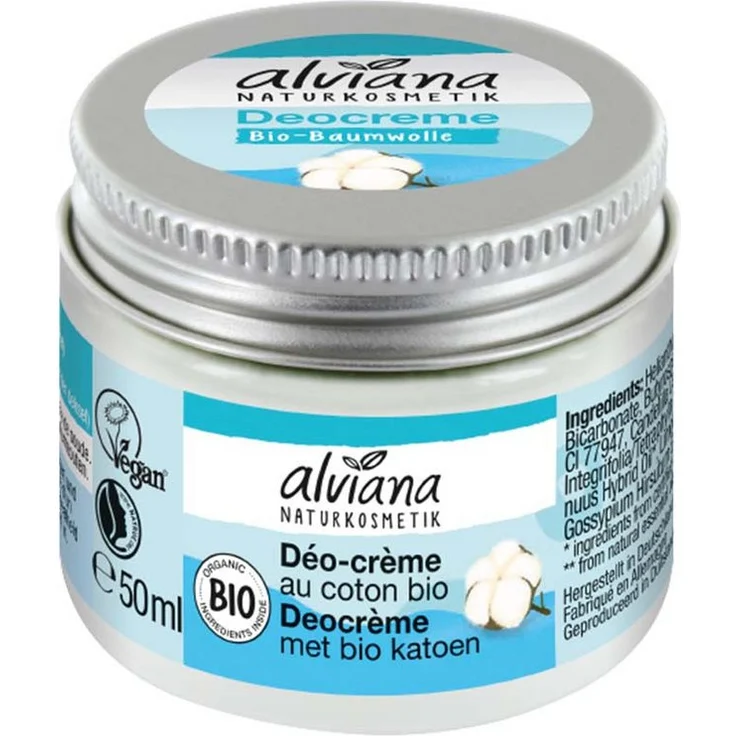 alviana Deo-Stift Deocreme Bio-Baumwolle, 50ml, ohne Aluminiumsalze und Ethanol, intensiv pflegend