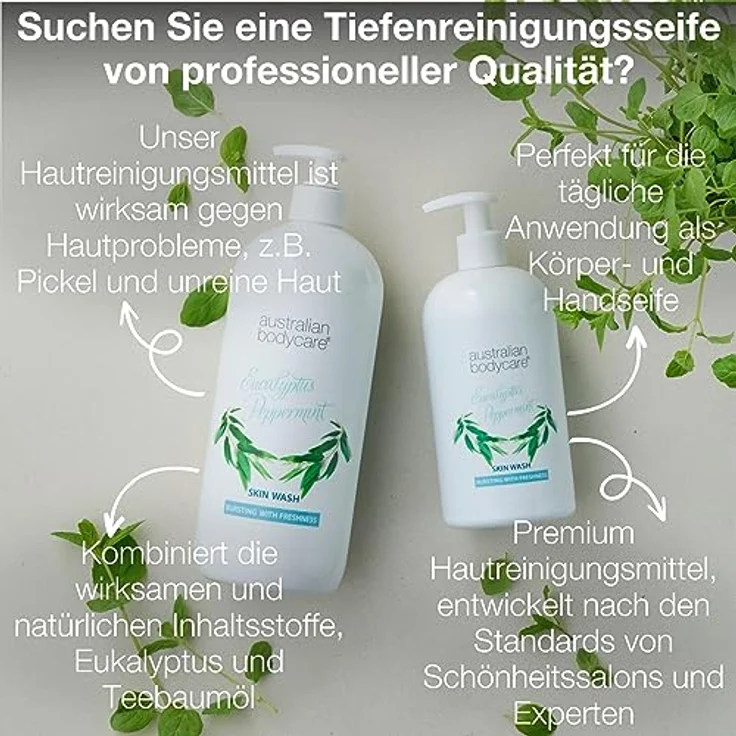 Australian Bodycare Skin Wash Professional 500 ml | Teebaumöl + Eukalyptus Duschgel | Macht die Haut weich | Ideal bei unreiner Haut oder vor der Haarentfernung. – Bild 2
