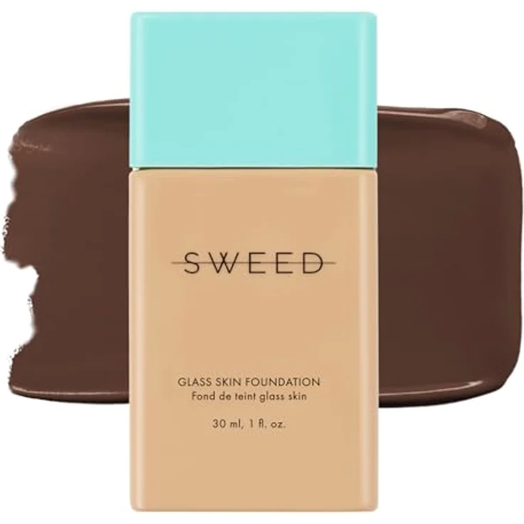 Sweed Glass Skin Foundation, 30 ml, leichte und seidige Textur, mittlere Deckkraft, vegan, für alle Hauttypen, farbkorrigierende Pigmente – Bild 1
