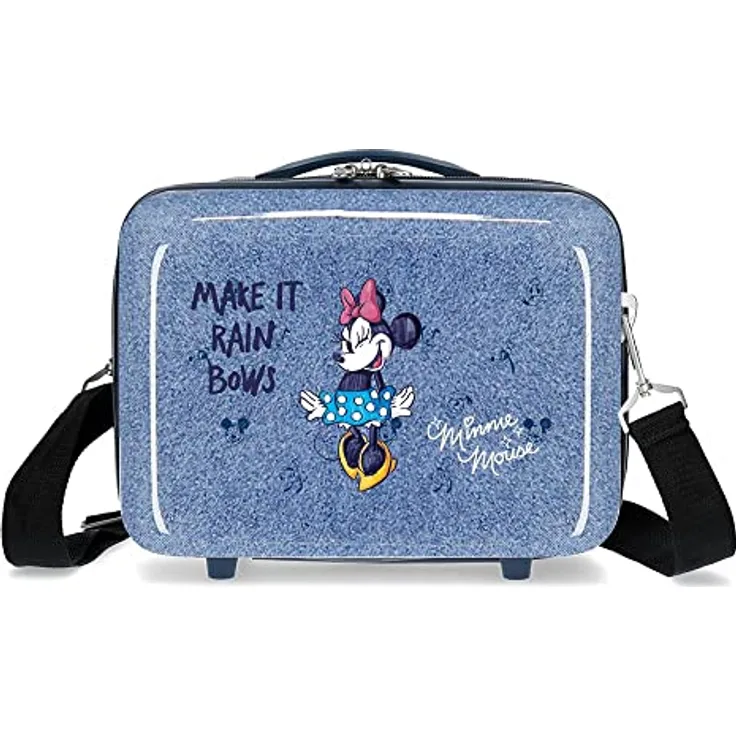 Disney Minnie Make it Rain Bows Verstellbarer Kulturbeutel mit Schultertasche, Blau, 29 x 21 x 15 cm, starr, ABS 9.14L