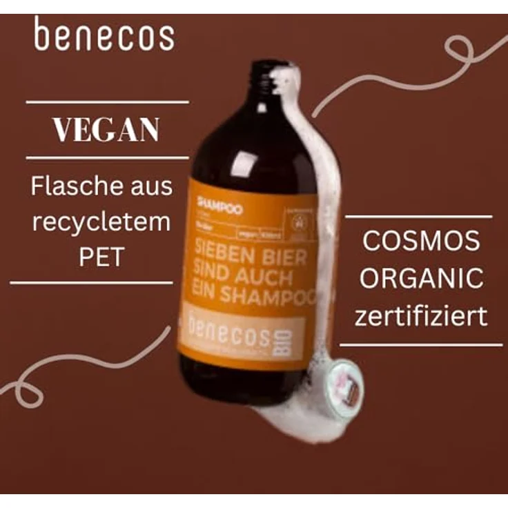Benecos Kaffee Shampoo Coffein, 500ml, mit Bio-Kaffee & Brokkoliöl, für alle Haartypen, vitalisierend & sanft – Bild 4