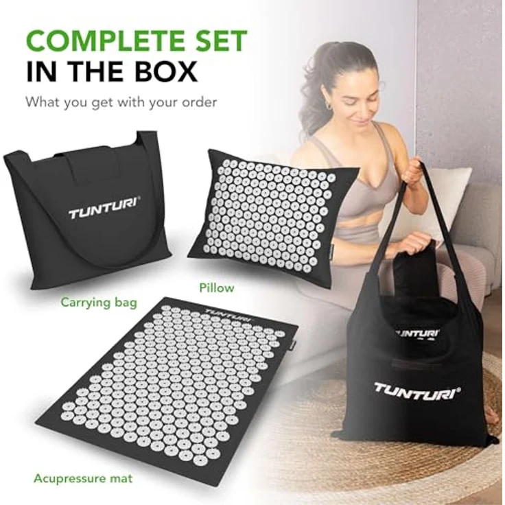 Tunturi Spikermatte Pro mit Kissen – Akupressur- und Meditationsmatte zur Schmerzlinderung und Steigerung der Energie, hautfreundliche Materialien – Bild 6