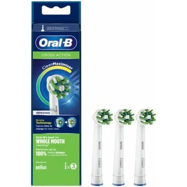 Braun Oral-B Cross Action Bürstenköpfe, 3er Pack mit neuer Borstentechnologie zur effektiven Plaque-Entfernung