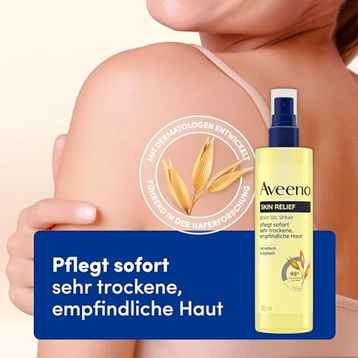 Aveeno® Skin Relief Körperöl-Spray mit Haferöl & Jojobaöl, 200 ml für sehr trockene, empfindliche Haut – Bild 2