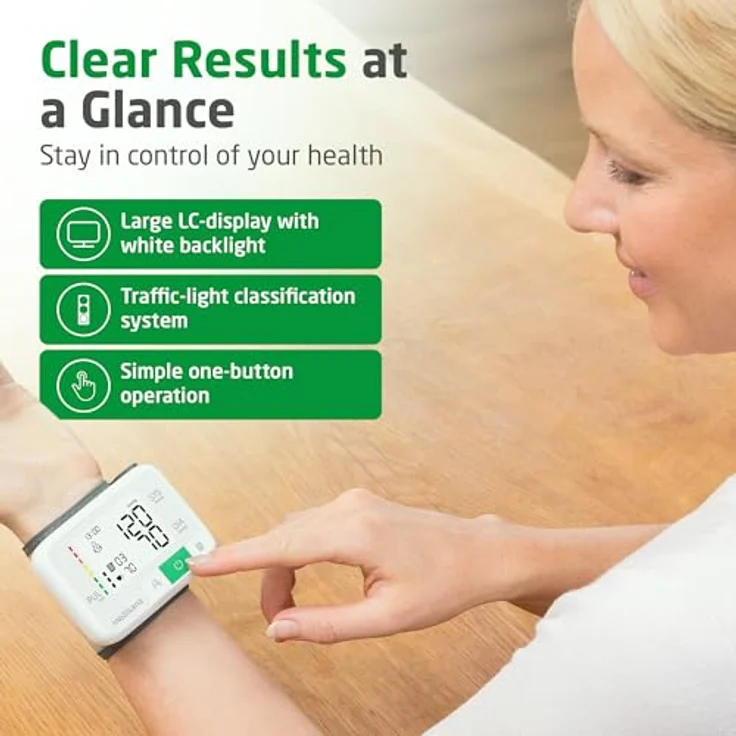 Medisana BW 355 Handgelenk-Blutdruckmessgerät, präzise Blutdruck- und Pulsmessung mit Ampel-Skala, Speicherfunktion für 2 Benutzer, große LC-Anzeige, inklusive Aufbewahrungsbox – Bild 3