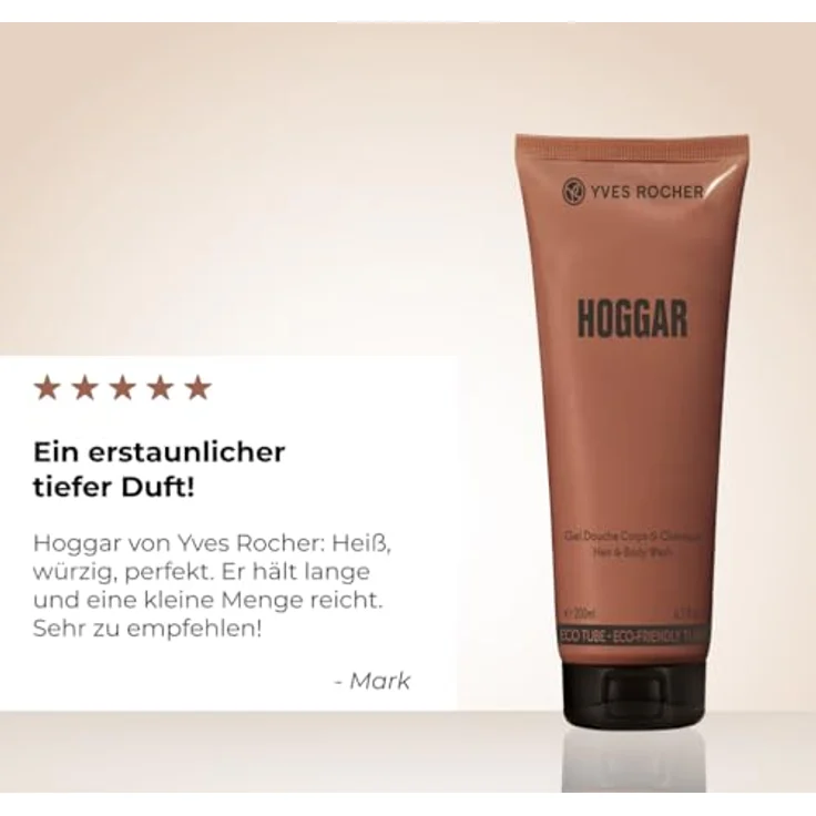 Yves Rocher Duschgel für Männer - Hoggar, 200 ml, 2-in-1 Dusch-Shampoo mit holzigem, orientalischem Duft aus Tonka-Bohne, Muskatnuss und Lavendel, vegan und umweltfreundlich – Bild 4