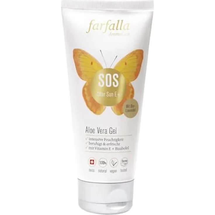 Farfalla Natural Sun Care, SOS After Sun E+ Aloe Vera Gel, 100ml mit Bio-Aloe Vera und Karottensamenöl