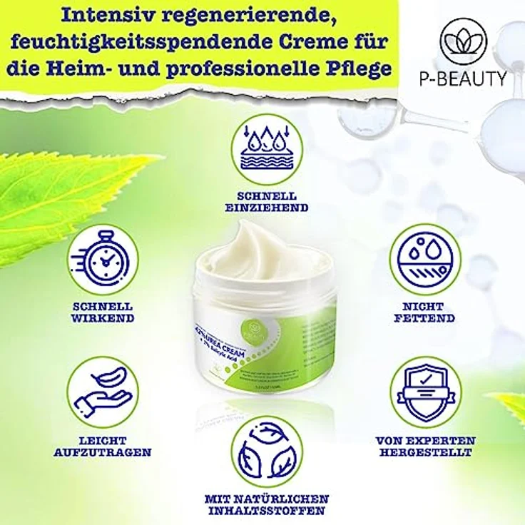 P-Beauty Urea Creme 42% mit 2% Salicylic Acid, 150g Fußcreme & Kallusentferner mit Aloe Vera und Teebaumöl für intensive Feuchtigkeit und Hauterweichung – Bild 2