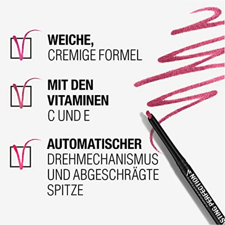 Manhattan Lasting Perfection Lipliner, Fb. 70 Pink Enchantment, langanhaltender und deckender Konturenstift, 2 g – Bild 3