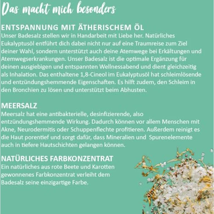puremetics Badesalz 'Verschiede Aromen' | Totes Meer Salz | Aromatisiert | 400 g | Entspannungsbad | Aromatherapie (Gute Besserung) – Bild 3