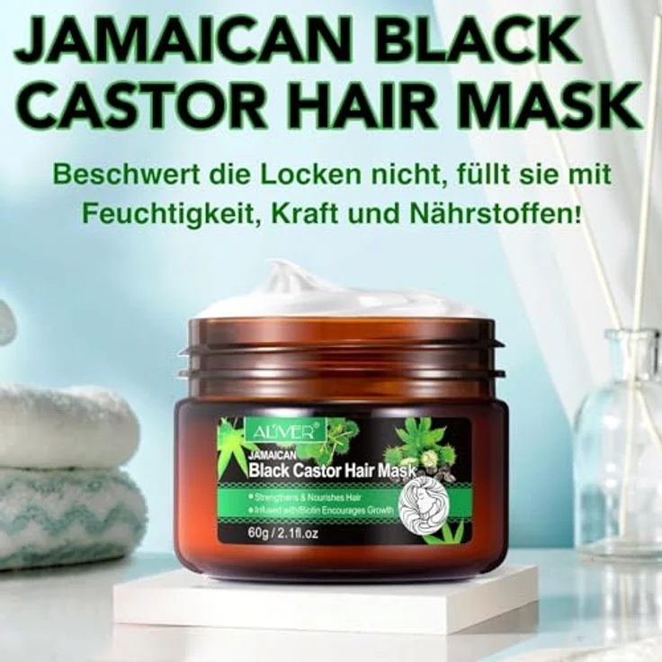 P-Beauty Rizinus Black Castor Haarmaske, 60g - intensive Feuchtigkeitspflege für trockenes, krauses & gefärbtes Haar, fördert Haarwachstum, vegan, für alle Haartypen – Bild 4