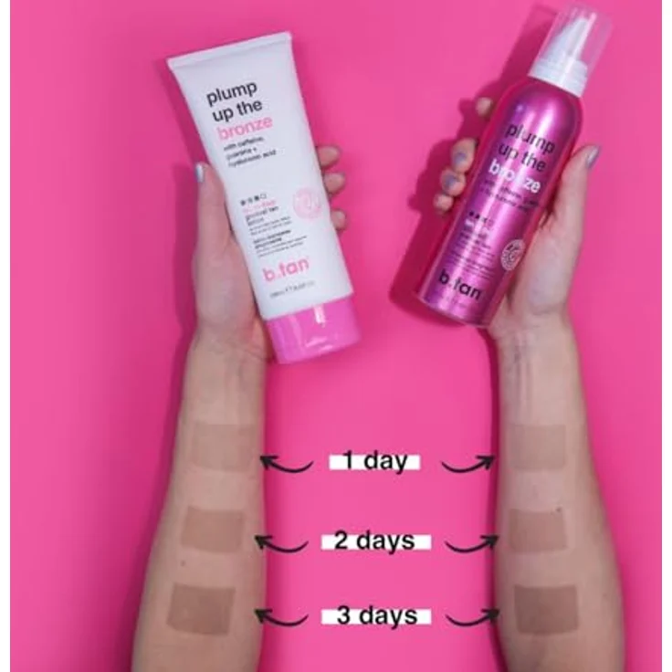 B.TAN Graduelle Selbstbräunungslotion Plump Up the Bronze, mit Koffein, Guarana und Hyaluronsäure, Vegan, 200 ml – Bild 5