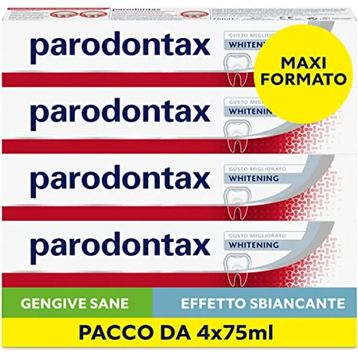 Parodontax Whitening Zahnpasta, Whitening-Effekt*, für gesundes Zahnfleisch und starke Zähne, täglicher Gebrauch, verbesserter Geschmack, 4 x 75 ml