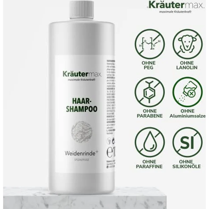 Kräutermax Weidenrinden Shampoo Läuse mit Weidenrinde Extrakt 1 x 1000 ml, natürlicher Schutz und schonende Reinigung – Bild 2