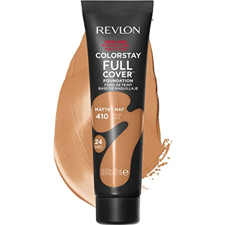 Revlon ColorStay Full Cover Longwear Matte Foundation, hitze- und schweißbeständig, leichtes Gesichts-Make-up, Farbton Toast (410), 30 ml