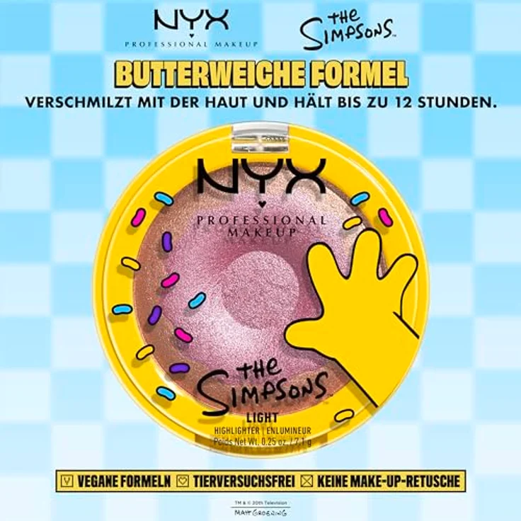 NYX Professional Makeup The Simpsons Highlighter, Highlighter Farbton Donut Mind If I Do, 7.1 g mit lichtreflektierenden Pigmenten für strahlenden Glow – Bild 2