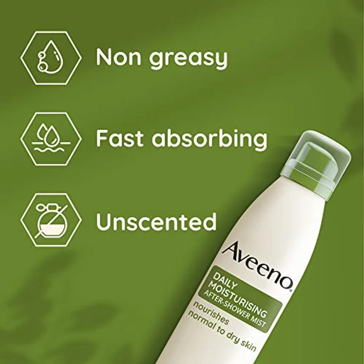 Johnson & Johnson Aveeno Daily After Shower Mist, leichte Bodylotion mit schneller Absorption, 200 ml – Bild 4