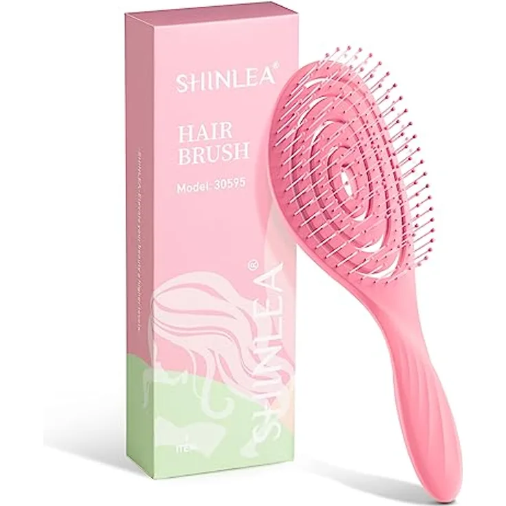 SHINLEA Haarbürste ohne Ziepen, Kopfhaut Massagebürste Detangler-Bürste für Damen, Herren & Kinder - Entwirrbürste auch für Locken & Lange Haare (Rosa)