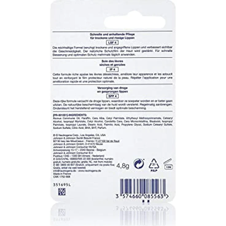 Neutrogena Norwegische Formel Lippenpflege, pflegender Lippenpflegestift für rissige und trockene Lippen (1 x 4,8 g) – Bild 3