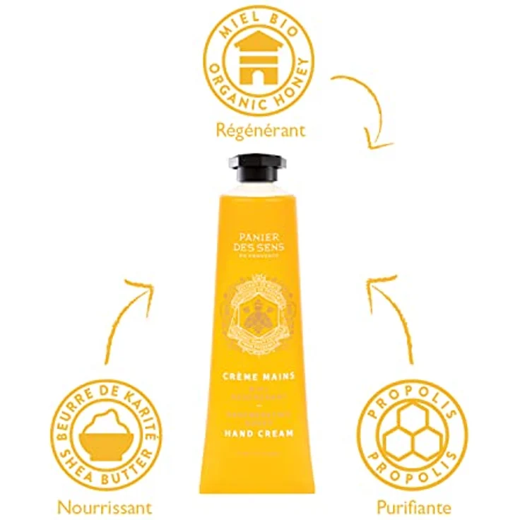 Panier des Sens - Handcreme für sehr Trockene Hände und Haut - Honig handlotion, Feuchtigkeitscreme, Handmaske - Shea Butter und Mandelöl - Handpflege aus Frankreich 97% nat. Inhaltsstoffe - 30 ml – Bild 2